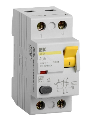 Выключатель дифференциальный УЗО Iek MDV10-2-040-300 ВД1-63 2Р 40А 300мА ИЭК