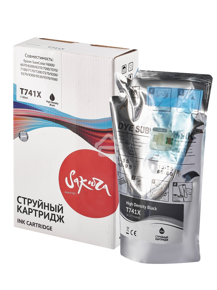Контейнер с чернилами Sakura C13T741X00 (T741X BK) для Epson, черный , 1000 мл.