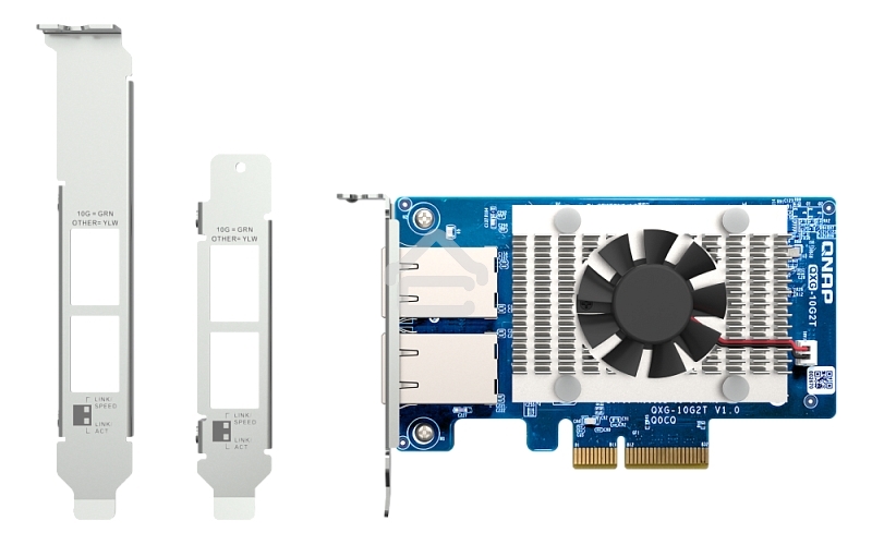 Сетевая карта QNAP QXG-10G2T Dual-port BASET 10GbE network expansion card; low-profile form factor; PCIe Gen3 x4