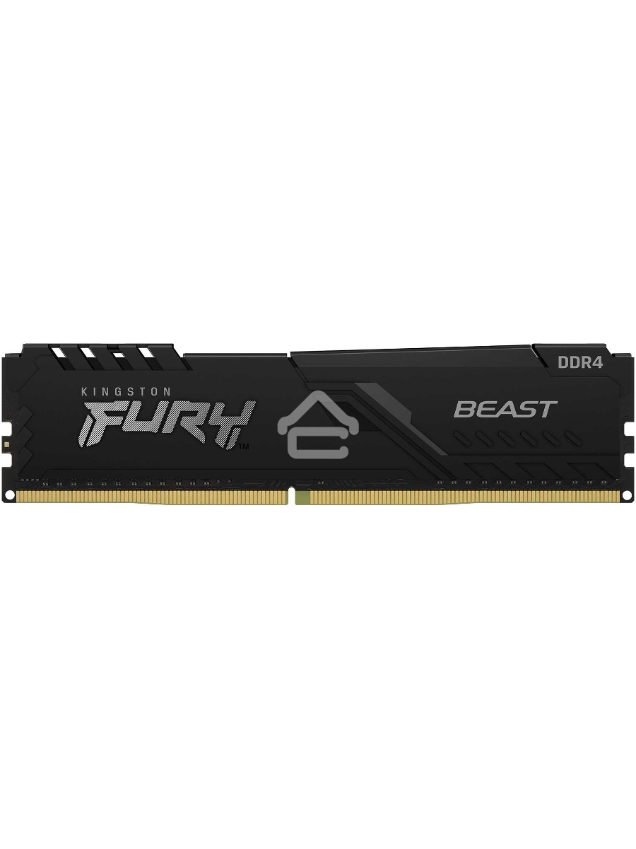 Оперативная память Kingston Fury Beast, DDR4, 16GB (1x16GB), 3600MHz, CL18, DIMM, с радиатором, черный