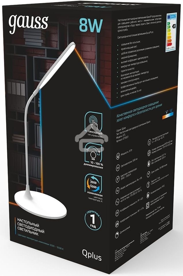 Светильник Gauss GT5021 настольный на подставке белый 8Вт