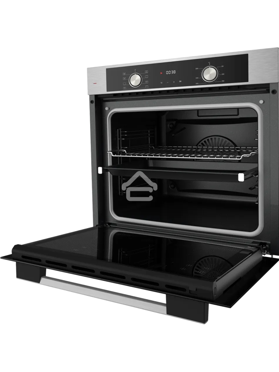 Встраиваемый духовой шкаф Kuppersberg HO 608 BX, электрический, High-Tech, 60 см, объем 80 л, 8 режимов, поворотное управление, макс. Температура 300 градусов, дисплей, таймер, цвет нержавеющая сталь/черный