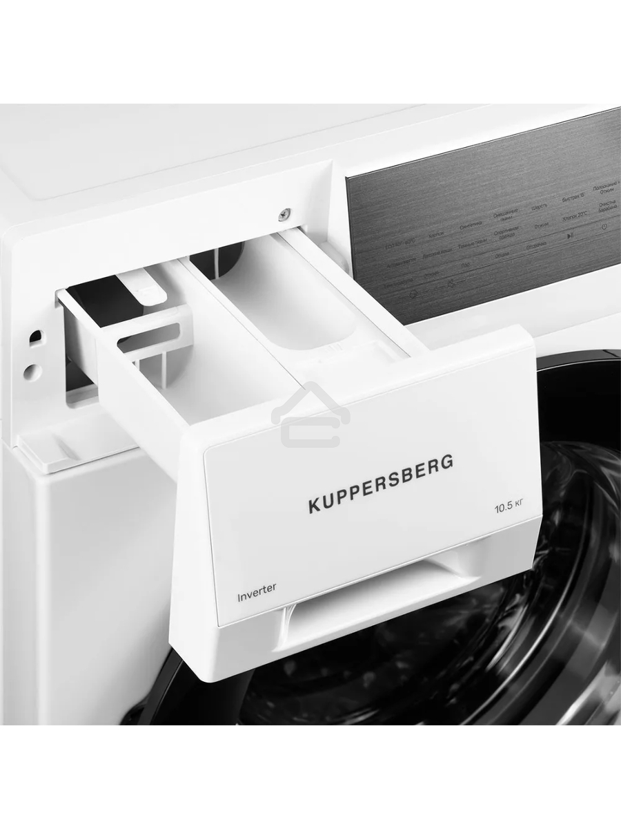 Стиральная машина Kuppersberg WM 610 W, High-Tech, загрузка 10.5 кг, 14 программ, 1400 об/мин. сенсорное/механическое управление, инверторный двигатель, функция пара, отложенный старт, самодиагностика, блокировка от детей, энергоэффективность А+++, цвет б