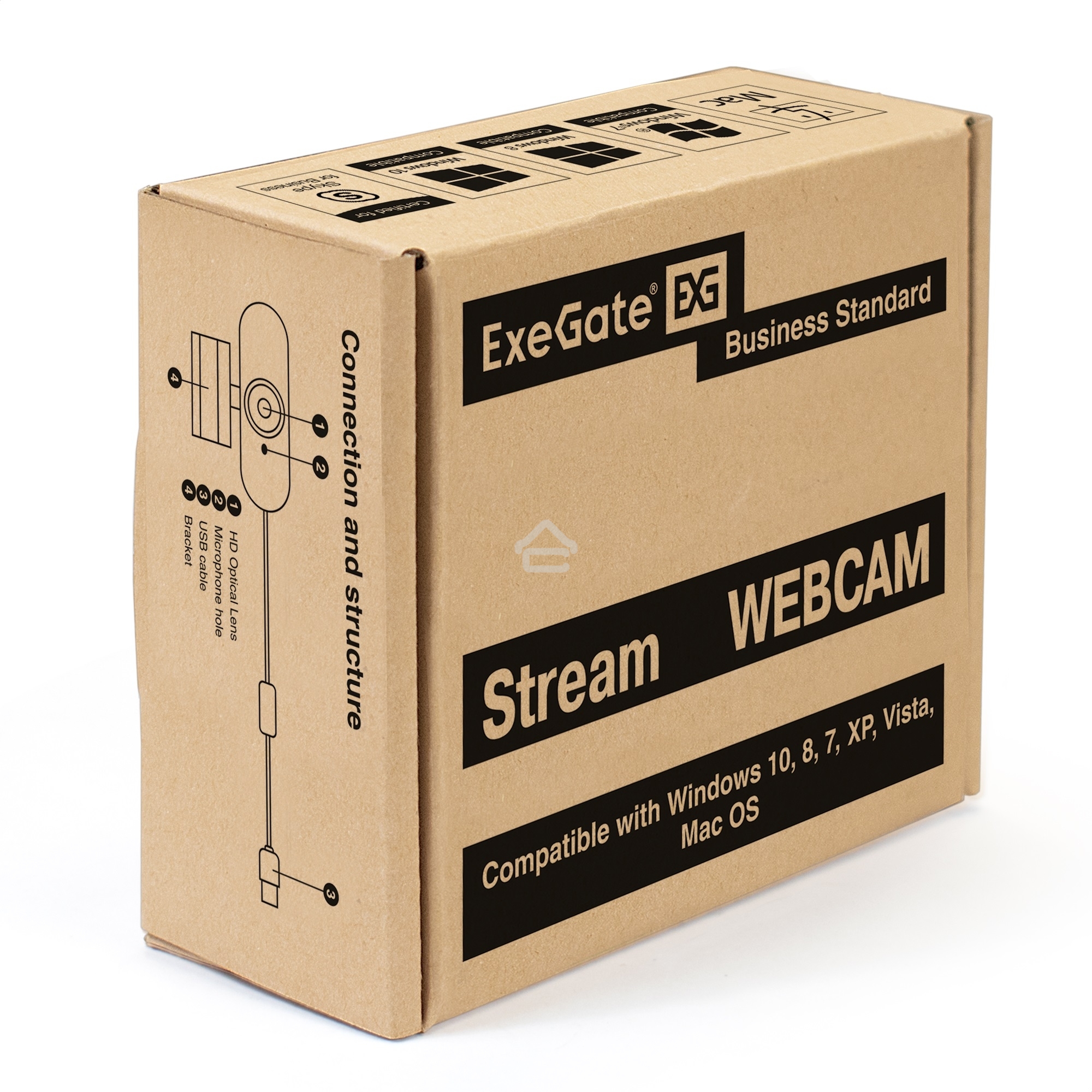 Веб-камера ExeGate Stream C925 Full HD (2Мп, 1920х1080, 1080P, 30fps, поддержка H.264, фиксированный фокус, 4-линзовый объектив, микрофон с шумоподавлением, универсальное крепление, USB, кабель 1,5 м, Windows® 7/8/10/11, Mac OS 10.6 и выше, Chrome OS™, An