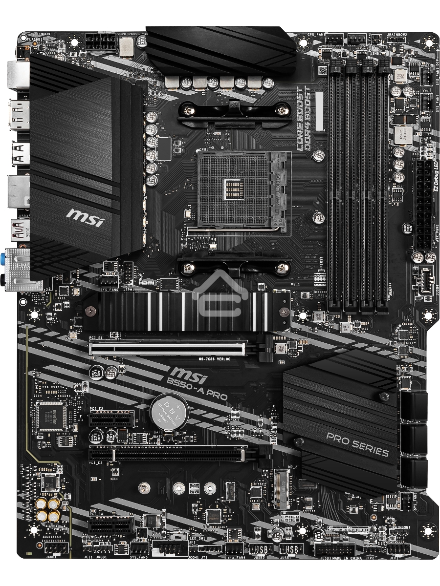 Материнская плата MSI B550-A PRO, AM4, AMD B550, 4xDDR4, 6xSATA, 2xM.2, 1xPCI-E 4.0 x16, 1xPCI-E 3.0 x16, 2xPCI-E x1, 1xHDMI, 1xDP, 1x 1Gb LAN, 4xUSB-A 2.0, 2xUSB-A 3.2 Gen 1, 1xUSB-A 3.2 Gen 2, 1xUSB-C 3.2 Gen 2, 6x3.5 мм, 7.1, ATX