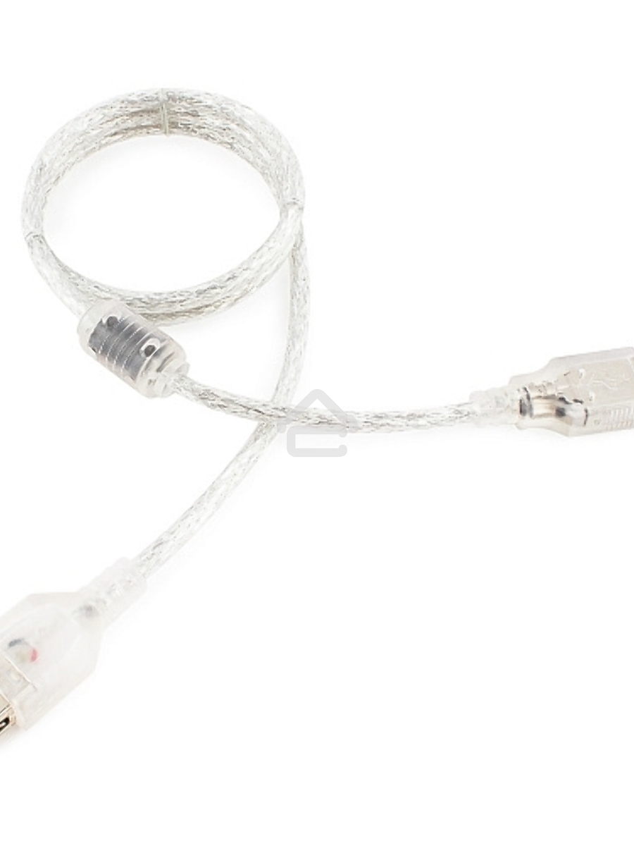 Кабель удлинитель USB2.0 Pro Cablexpert CCF-USB2-AMAF-TR-0.75M, AM/AF, 0,75м, экран, 2феррит.кольца, прозрачный, пакет
