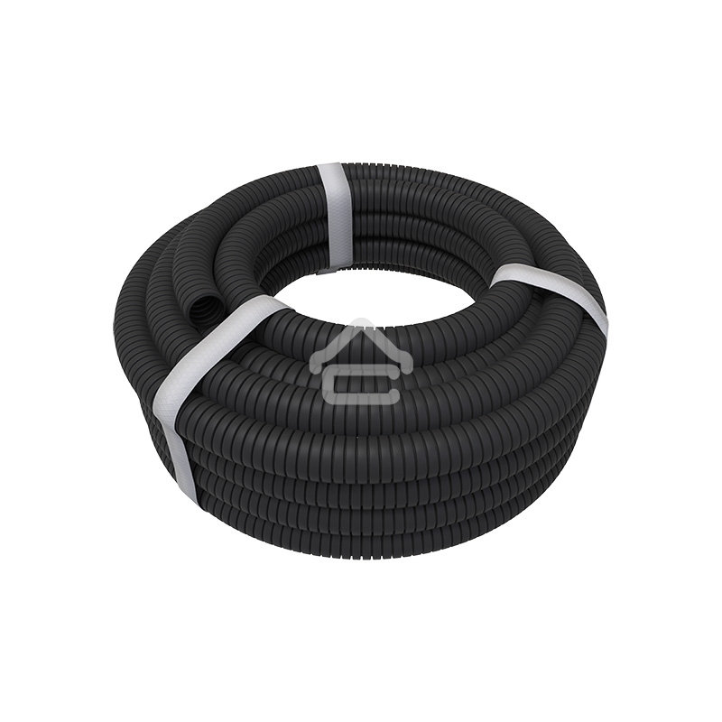 Труба гофрированная из ПНД Rexant с зондом, черная, Ø25 мм