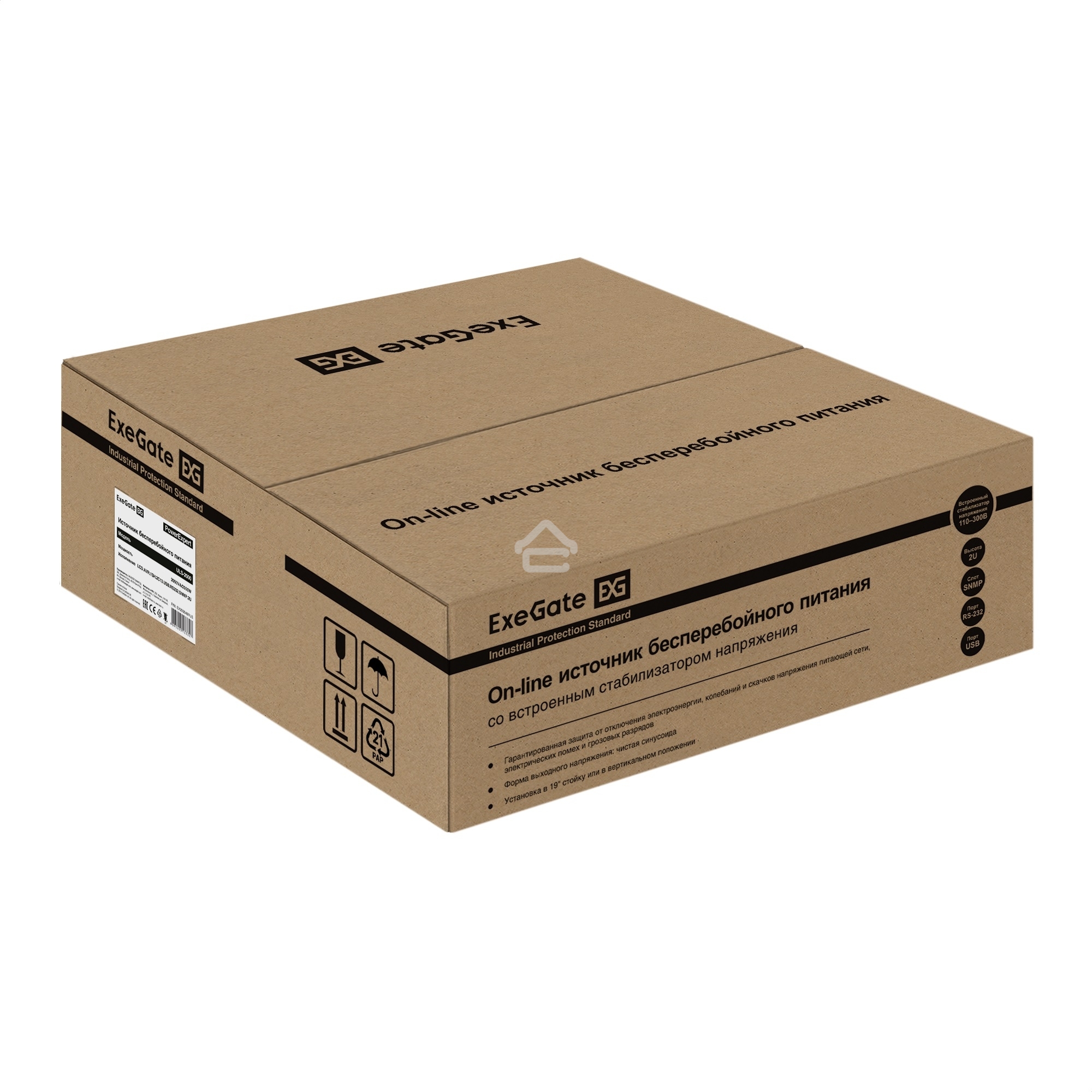 Источник бесперебойного питания On-line ExeGate PowerExpert ULS-2000.LCD.AVR.1SH.2C13.USB.RS232.SNMP.2U <2000VA/2000W, On-Line, PF=1, LCD, 1*Schuko+2*C13, RS232, USB, SNMP-slot, Rackmount 2U/Tower, металлический корпус, Black>