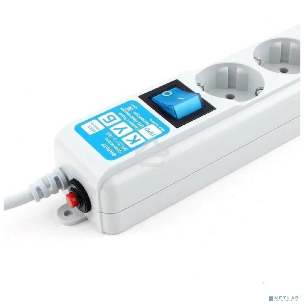 Фильтр-удлинитель Power Cube PRO SPL6-16-P-3М, 3,0 м, LC контур, 16А/3,5кВт 3*1,5мм