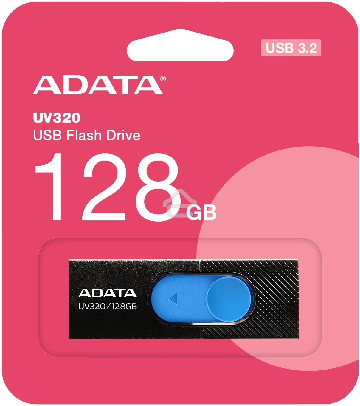 Флеш диск ADATA UV320 128GB, USB 3.2, черный/голубой