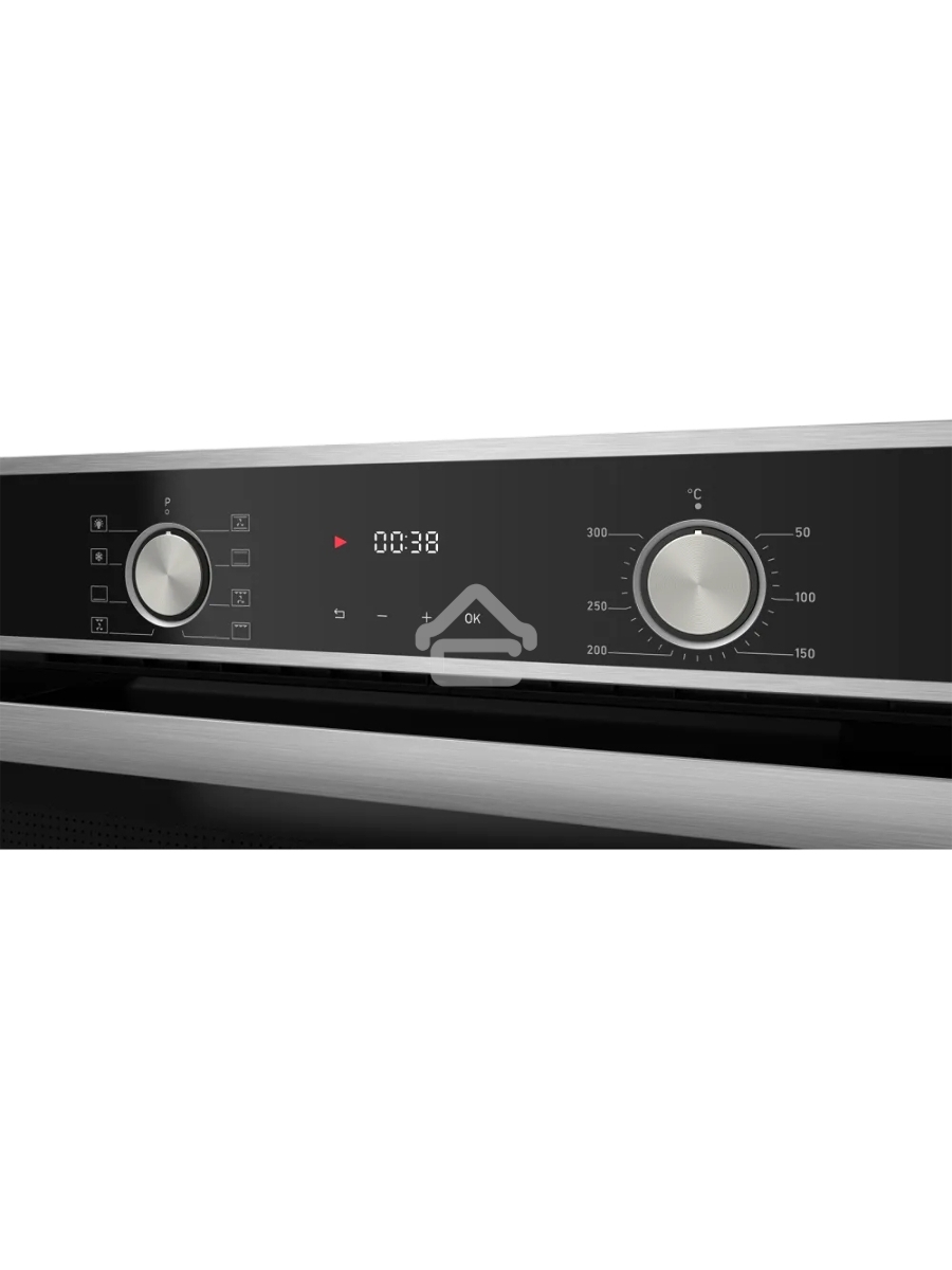 Встраиваемый духовой шкаф Kuppersberg HO 608 BX, электрический, High-Tech, 60 см, объем 80 л, 8 режимов, поворотное управление, макс. Температура 300 градусов, дисплей, таймер, цвет нержавеющая сталь/черный