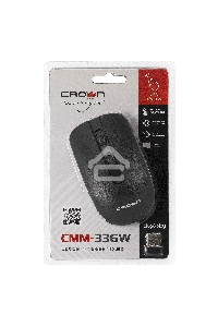 Мышь беспроводная Crown CMM-336W черный, 1600 dpi, радиоканал, USB, кнопки - 4