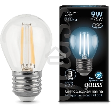 Лампа светодиодная Filament Шар E27 9Вт 4100К Gauss 105802209