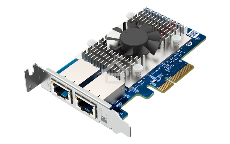 Сетевая карта QNAP QXG-10G2T Dual-port BASET 10GbE network expansion card; low-profile form factor; PCIe Gen3 x4