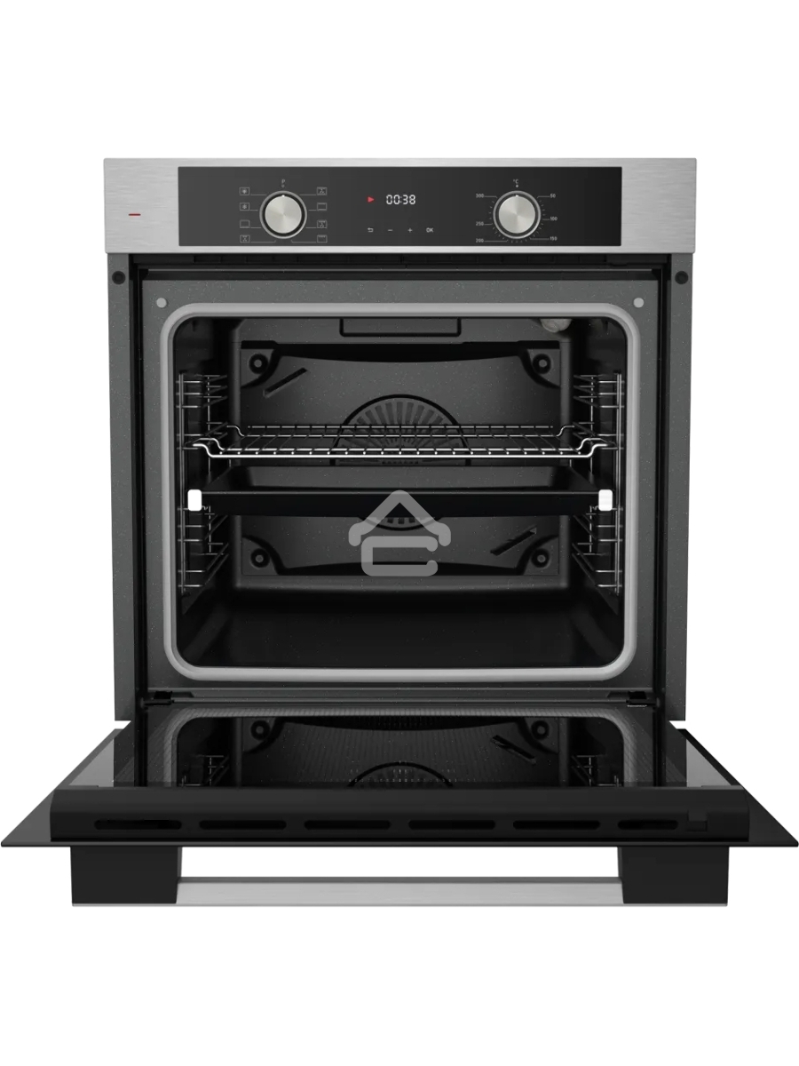 Встраиваемый духовой шкаф Kuppersberg HO 608 BX, электрический, High-Tech, 60 см, объем 80 л, 8 режимов, поворотное управление, макс. Температура 300 градусов, дисплей, таймер, цвет нержавеющая сталь/черный