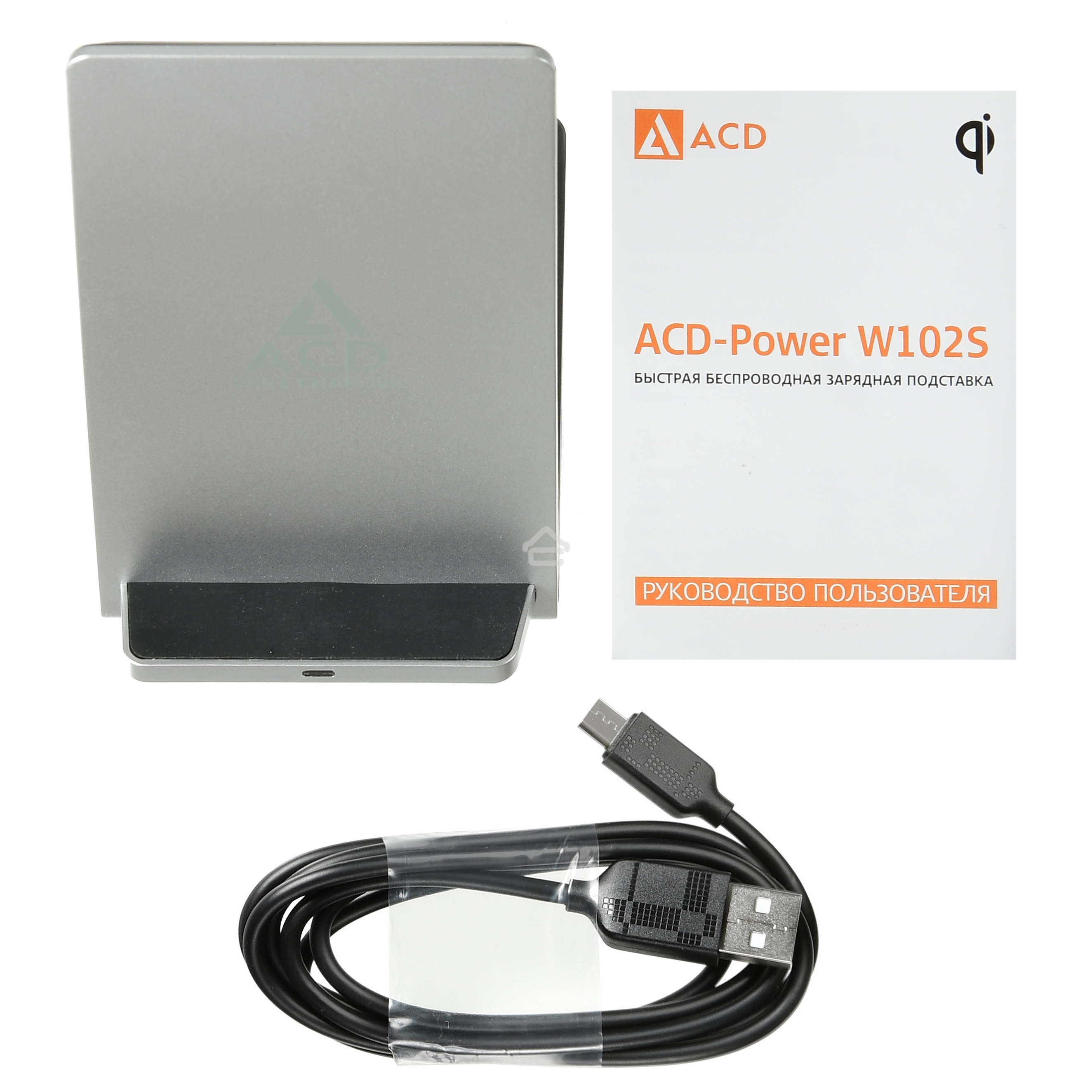Зарядное устройство ACD-W102S-F1S 10Вт, беспроводная Qi, 2-катушки с QC, 5В/2А ~ 9В/1,8А RTL