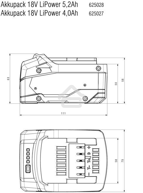 Батарея аккумуляторная Metabo 625028000 18В 5.2Ач Li-Ion