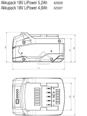 Батарея аккумуляторная Metabo 625028000 18В 5.2Ач Li-Ion