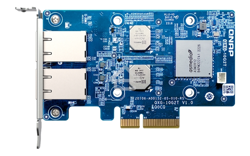 Сетевая карта QNAP QXG-10G2T Dual-port BASET 10GbE network expansion card; low-profile form factor; PCIe Gen3 x4