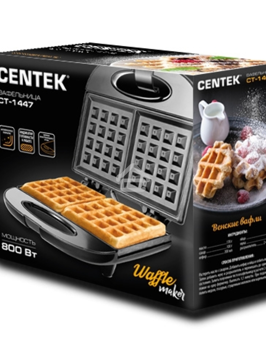 Вафельница Centek CT-1447,800 Вт. ВЕНСКИЕ ВАФЛИ анти пригарное покрытие, нагрев до 220 гр (в уп. 8 шт)