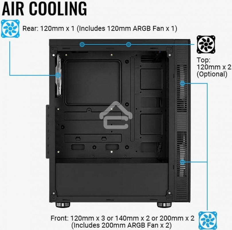 Компьютерный корпус Aerocool / Formula Python (3xUSB, 2xAudio, 0.5 мм,2x200 мм FAN, прозрачная стенка-закаленное стекло, ATX, без БП)
