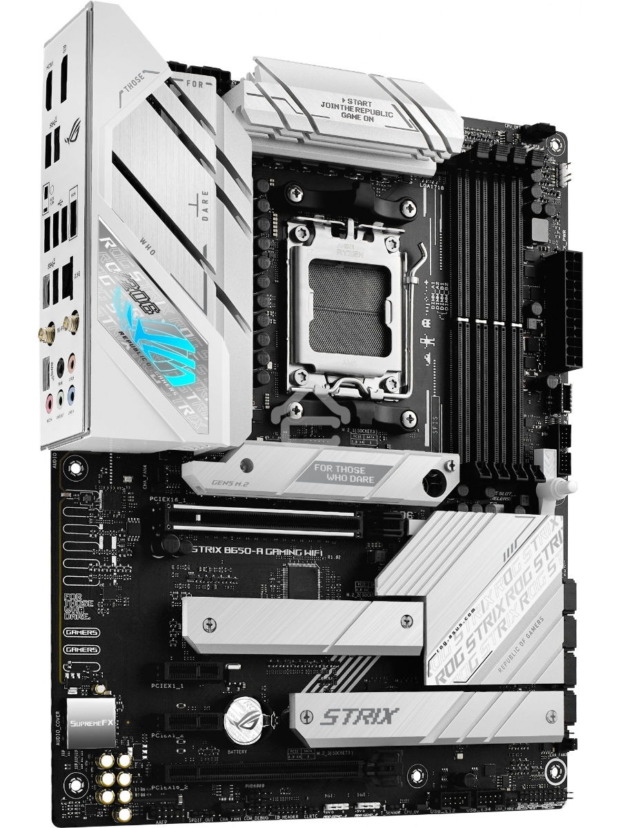 Материнская плата ASUS ROG STRIX B650-A GAMING WIFI, AM5, AMD B650, 4xDDR5, 4xSATA, 3xM.2, 1xPCIe 4.0 x16, 1xPCIe 4.0 x4, 1xHDMI, 1xDP, 1x 2.5Gb LAN, 3xUSB-A 3.2 Gen 2, 4xUSB 2.0, 5x3.5 мм, 7.1, Standard-ATX