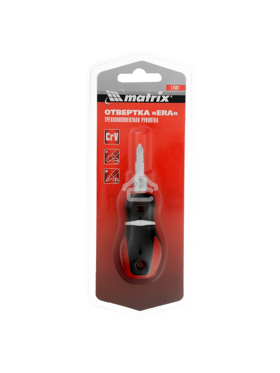 Отвертка комбинированная, SL6,0 / PH2 х 38 мм, CrV, двухкомп. рукоятка Matrix