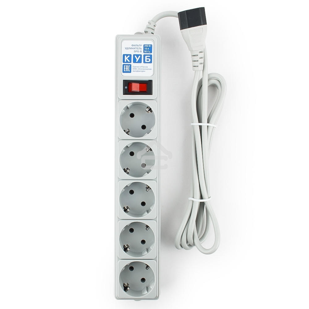Сетевой фильтр POWER CUBE 1,9 м.* 5 розеток, серый