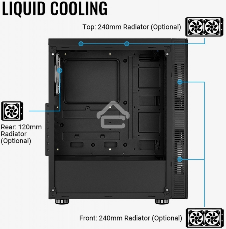 Компьютерный корпус Aerocool / Formula Python (3xUSB, 2xAudio, 0.5 мм,2x200 мм FAN, прозрачная стенка-закаленное стекло, ATX, без БП)