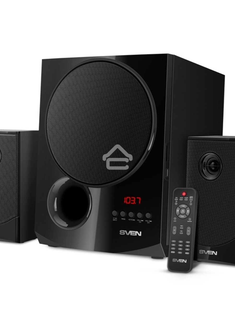 Акустическая система 2.1 SVEN MS-2080 / 70 Watt / ~220V 50Hz / FM-тюнер, USB/ SD, дисплей / BLUETOOTH / ПДУ / Black