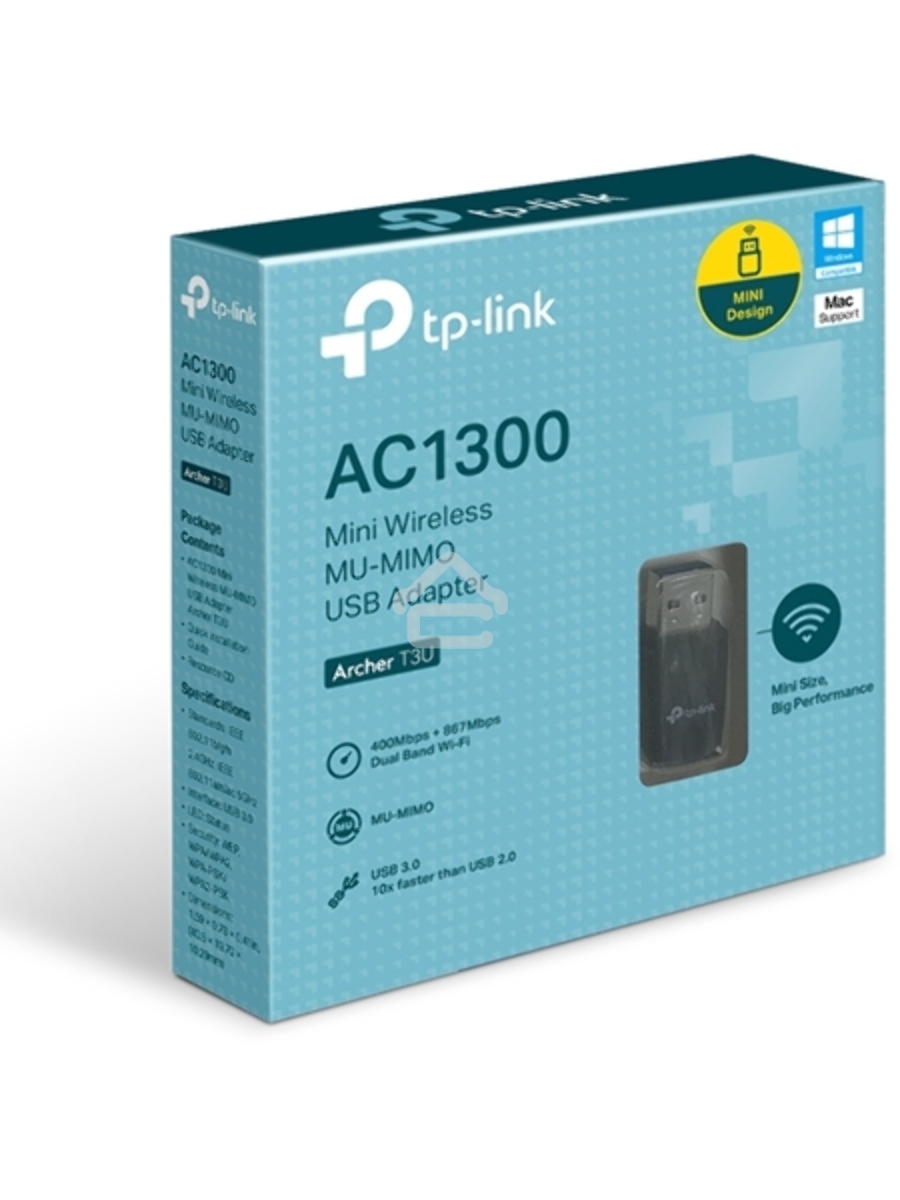 Адаптер TP-LINK Archer T3U AC1300 Мини Wi-Fi MU-MIMO USB-адаптер