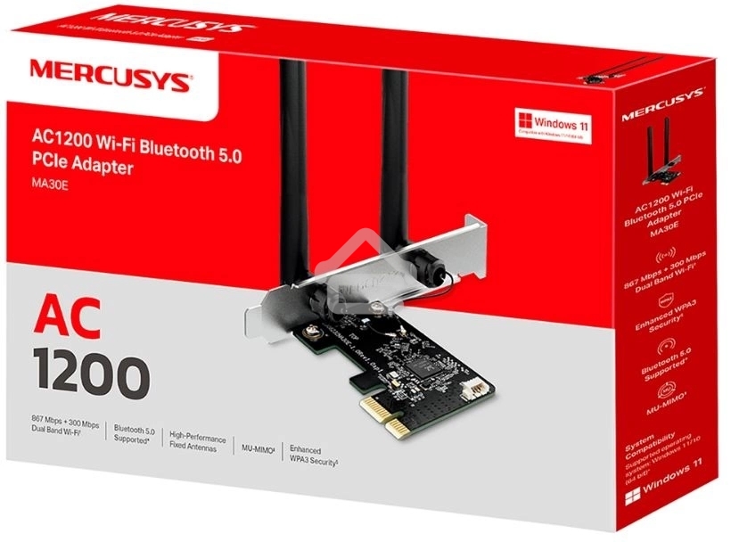 Wi-Fi  Bluetooth PCI Адаптер Mercusys AC1200 Dual-Band Wi-Fi Bluetooth  PCI Express Adapter