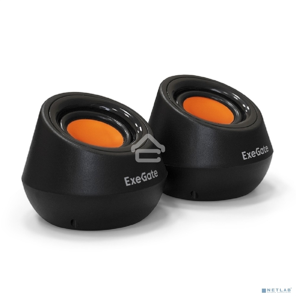Акустическая система 2.0 ExeGate EX287060RUS Disco 130 (питание USB, 2х3Вт (6 Вт RMS), 100-20000Гц, черный/оранжевый)