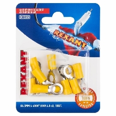 Наконечник кольцевой Rexant изолированный, ø6.5мм, 4-6мм², НКи 6.0-6 / НКи5,5-6 / RV5.5-6, желтый, в упак. 10 шт.