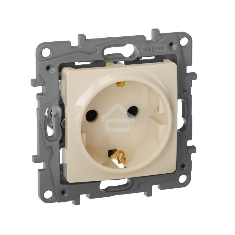 Розетка 2К+З, на винтах, защ. шт., сл. кость ETIKA 