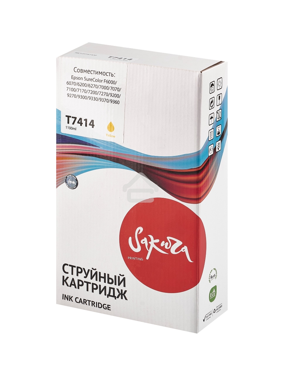 Контейнер с чернилами Sakura C13T741400 (T7414 Y) для Epson, пурпурный , 1000 мл.