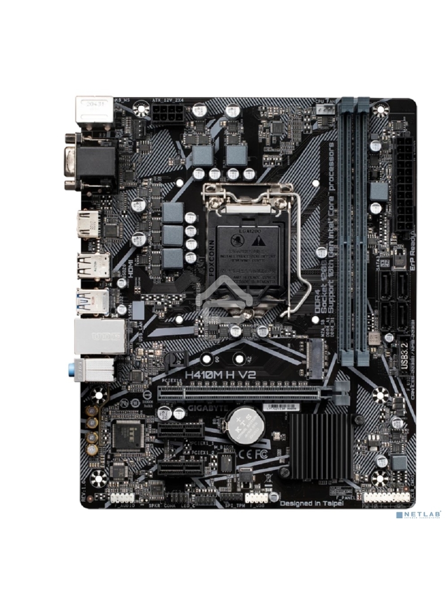 Материнская плата Gigabyte H410M H V2 (2.0/2.1), LGA 1200, Intel H470, 2xDDR4, 4xSATA, 1xM.2, 1xPCIe 3.0 x16, 2xPCIe 3.0 x1, 1xHDMI, 1xVGA, 1x 1Gb LAN, 2xUSB-A 3.2 Gen 1, 4xUSB-A 2.0, 3x3.5 мм, 7.1, Micro ATX