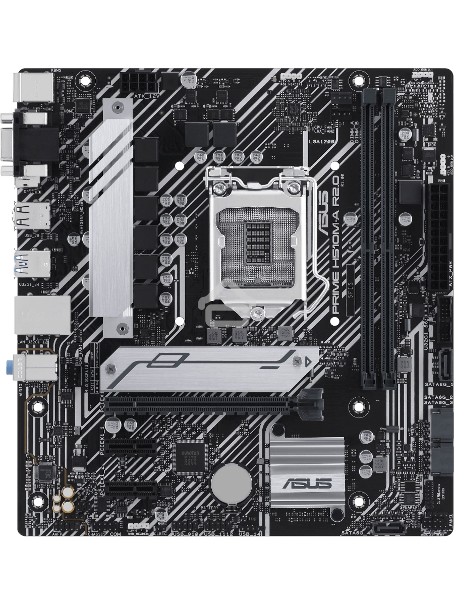 Материнская плата ASUS PRIME H510M-A R2.0, LGA 1200, Intel H470, 2xDDR4, 4xSATA, 1xM.2, 1xPCI-E 4.0 x16, 2xPCI-E x1, 1xHDMI, 1xDP, 1xVGA, 4xUSB-A 3.2 Gen 1, 2xUSB-A 2.0, 1x 1Gb LAN, 3x3.5 мм, 7.1, Micro-ATX