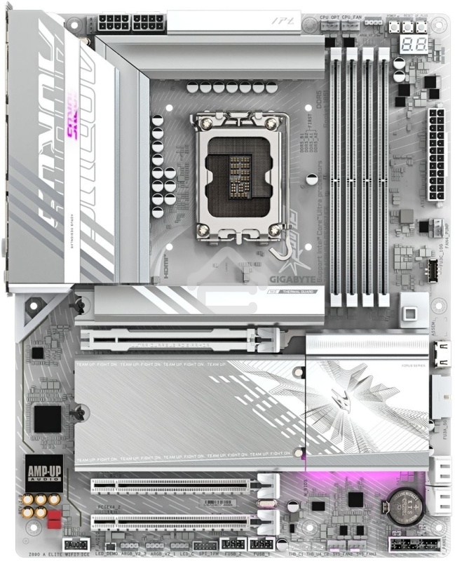 Материнская плата Gigabyte Z890M AORUS ELITE WIFI7 ICE, LGA 1851, Intel Z890, 4xDDR5, 4xSATA, 3xM.2, 1xPCIe 4.0 x4, 1xPCIe 5.0 x16, 1xDP, 1xUSB-C, 1x 2.5Gb LAN, 1xUSB-A 3.2 Gen 2, 4xUSB-A 3.2 Gen 1, 2x3.5 мм, TOSLINK, 7.1, 1xUSB4, mATX