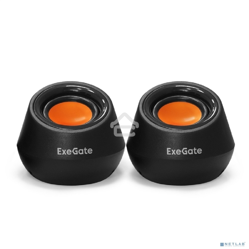Акустическая система 2.0 ExeGate EX287060RUS Disco 130 (питание USB, 2х3Вт (6 Вт RMS), 100-20000Гц, черный/оранжевый)