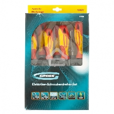 Набор отверток GROSS 12950 диэлектрических до 1000в тестер crmo двухкомпонентные рукоятки (8шт.)