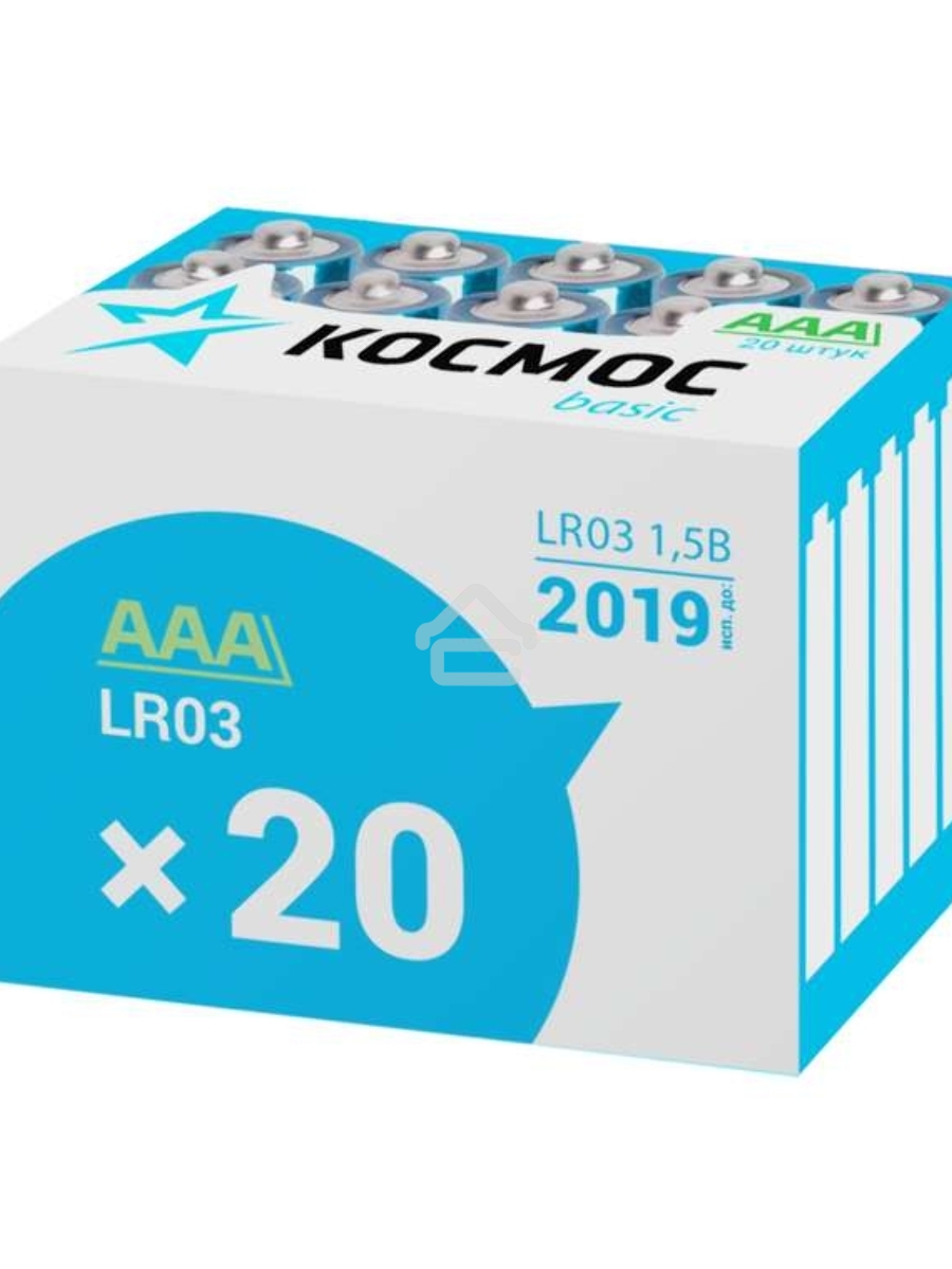 Элемент питания алкалиновый AAA/LR03 (уп.20шт) КОСМОС KOCLR0320BOX