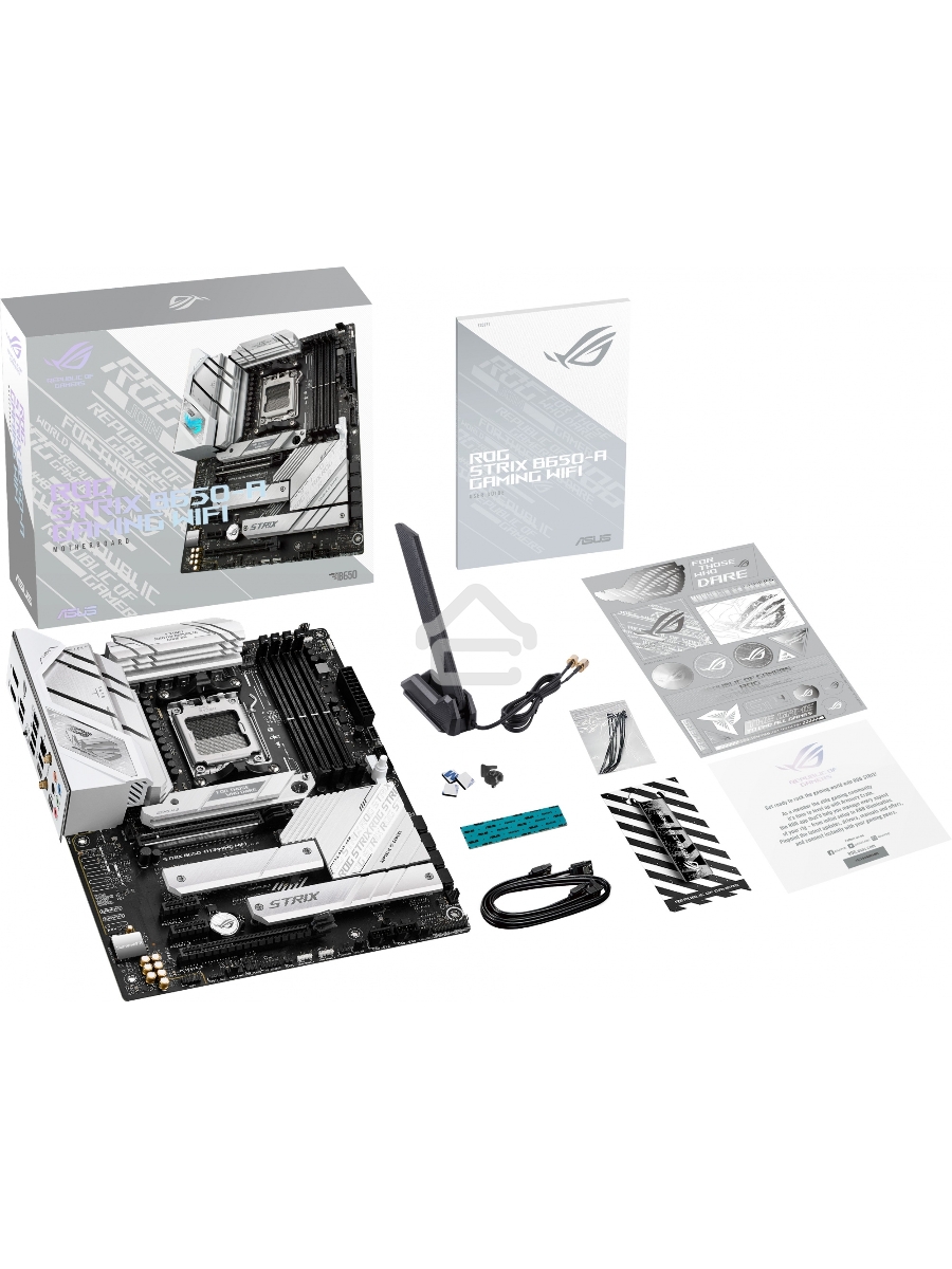 Материнская плата ASUS ROG STRIX B650-A GAMING WIFI, AM5, AMD B650, 4xDDR5, 4xSATA, 3xM.2, 1xPCIe 4.0 x16, 1xPCIe 4.0 x4, 1xHDMI, 1xDP, 1x 2.5Gb LAN, 3xUSB-A 3.2 Gen 2, 4xUSB 2.0, 5x3.5 мм, 7.1, Standard-ATX