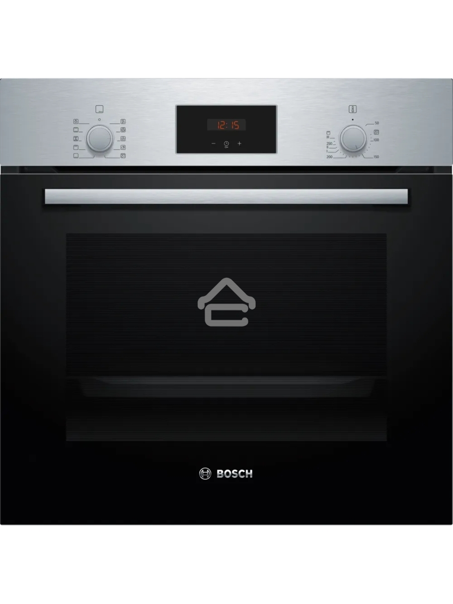 Духовой шкаф Bosch HBF512BS1T Serie 2, нержавеющая сталь, класс энергоэффективности А, 7 режимов, 3-х слойное остекление, LED-дисплей, утапливаемые переключатели, галогенное освещение, проволочные направляющие, сделано в Турции,