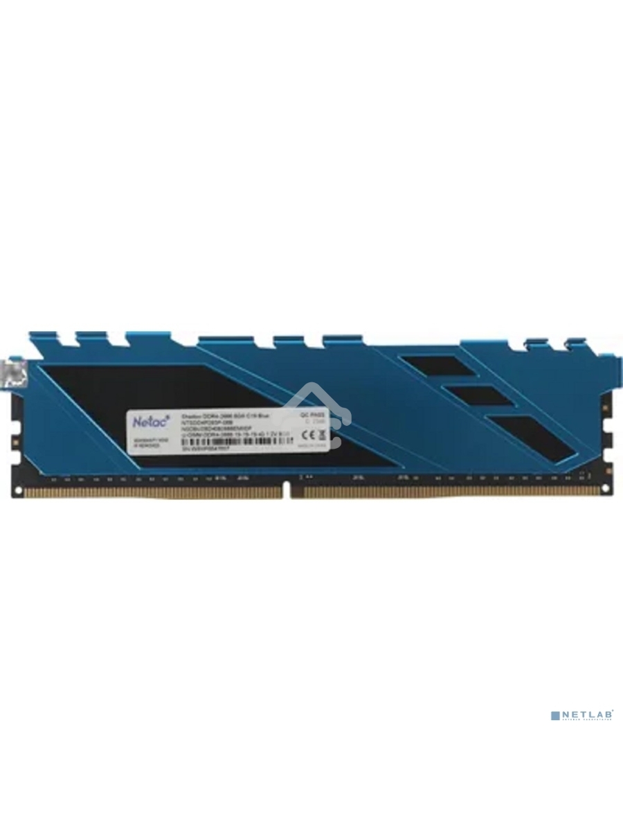 Оперативная память NETAC Shadow, DDR4, 8GB (1x8GB), 2666MHz, CL19, DIMM, с радиаторами, синий