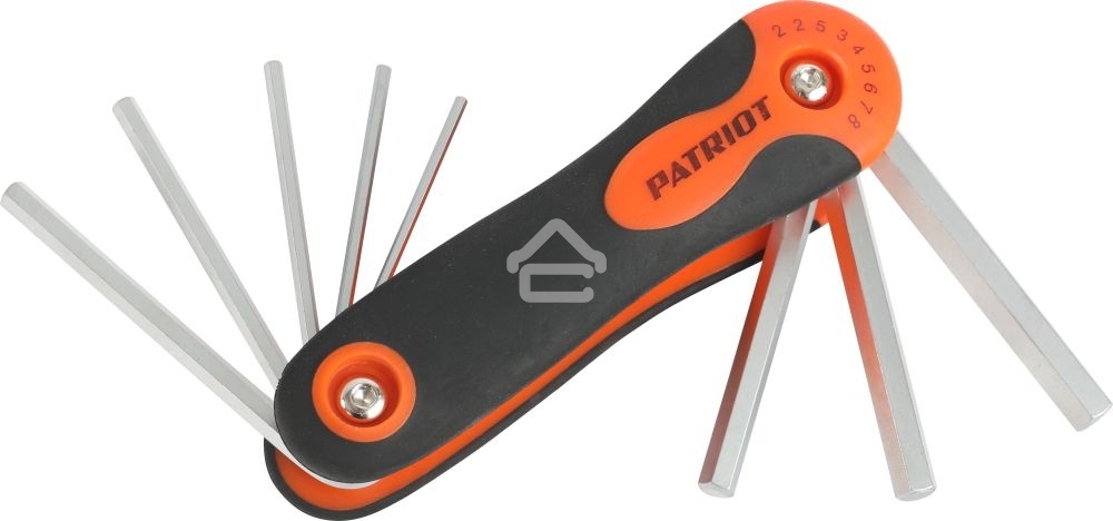 Набор ключей PATRIOT SKH-8F, шестигранные складные, 2-2.5-3-4-5-6-7-8мм, CRV, 8-в-1