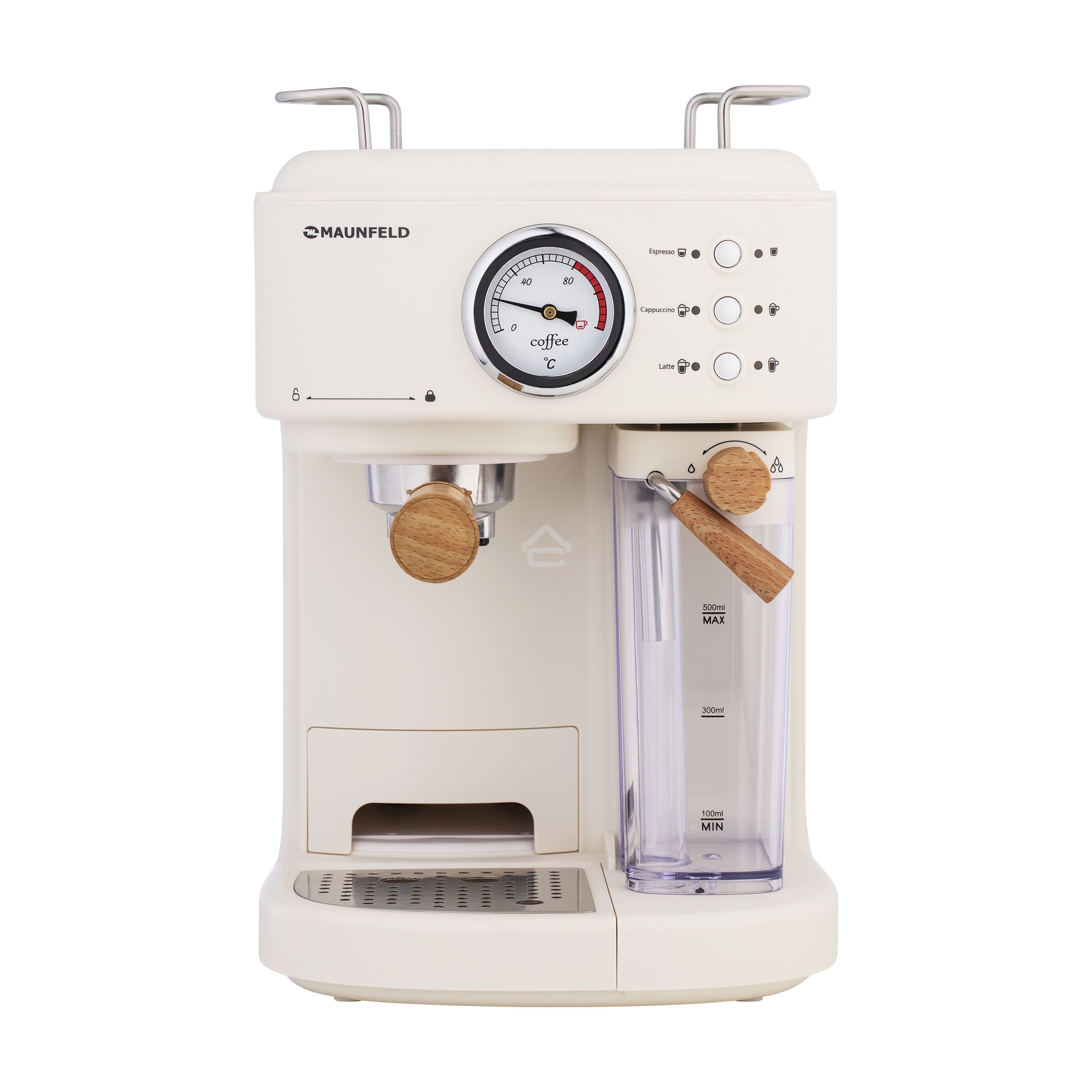 Кофеварка рожковая Maunfeld MF-737BG PRO бежевый, исп. кофе - молотый, 1.5 л, 1250 Вт, 15 Бар.
