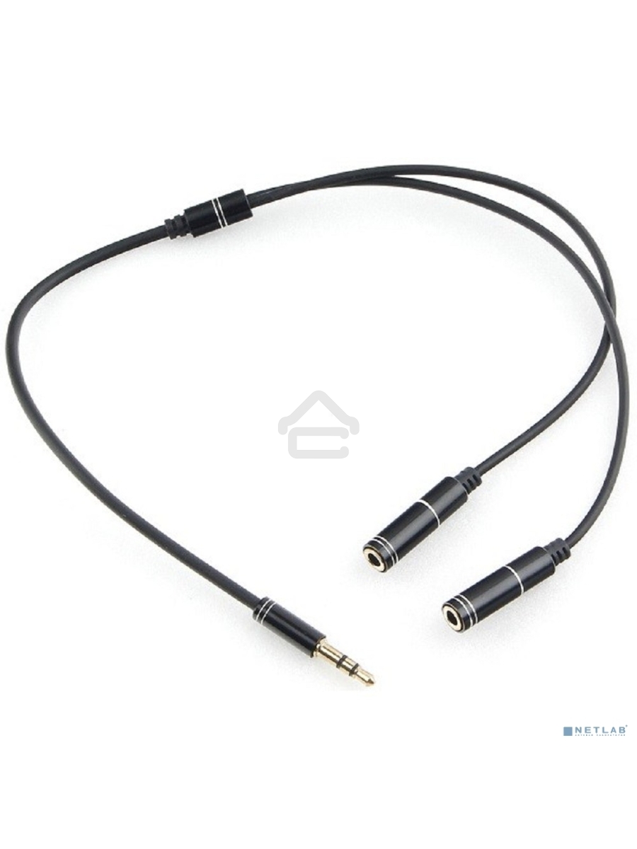 Кабель аудио разветвитель Cablexpert CCAB-02-35MY-0.2MB. 3.5 джек (M)/2х 3.5 джек (F), черный, 0.2м, блистер