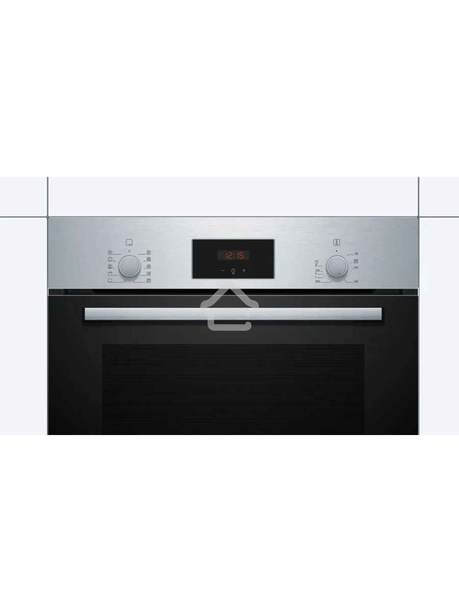 Духовой шкаф Bosch HBF512BS1T Serie 2, нержавеющая сталь, класс энергоэффективности А, 7 режимов, 3-х слойное остекление, LED-дисплей, утапливаемые переключатели, галогенное освещение, проволочные направляющие, сделано в Турции,