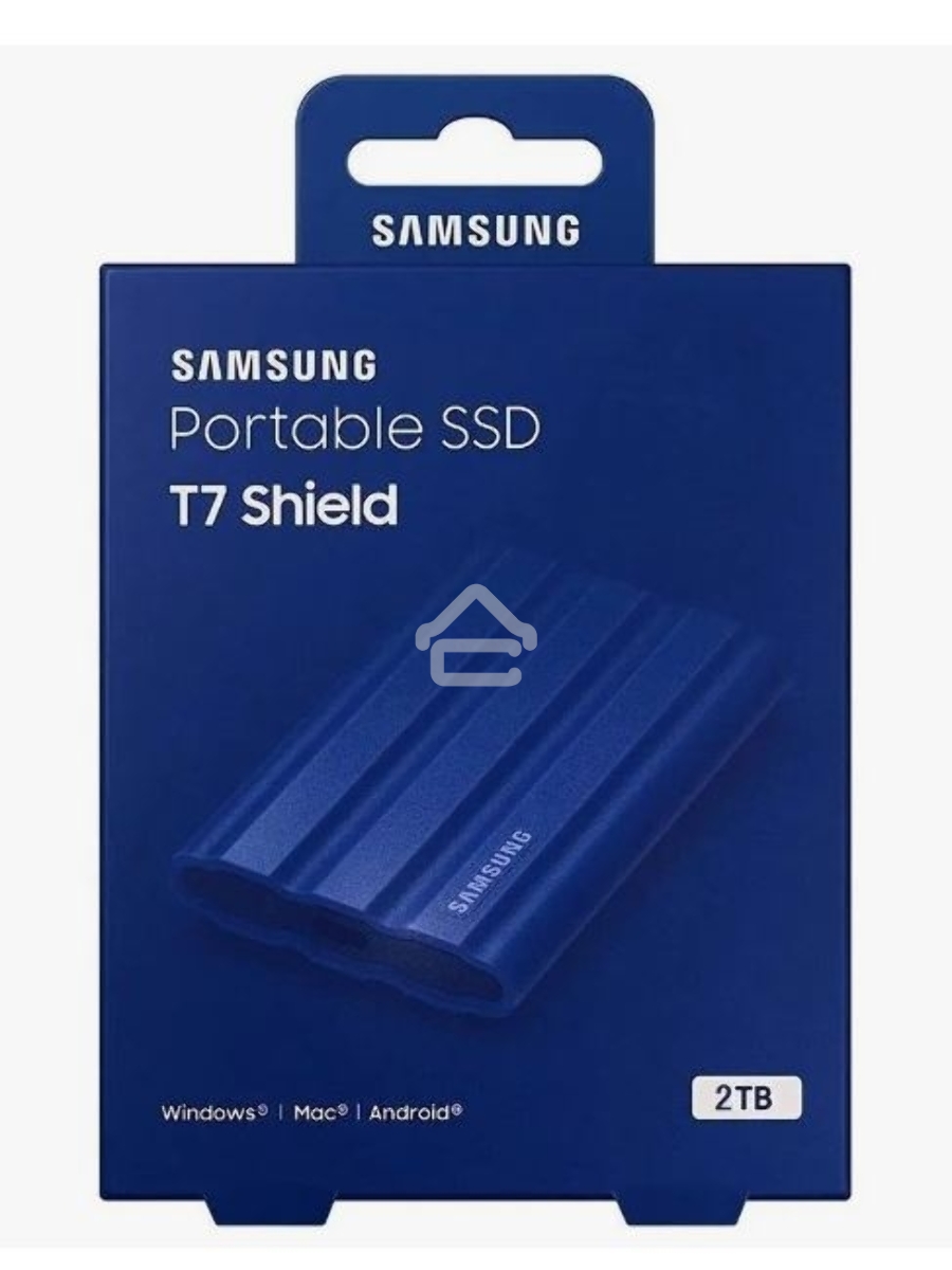 Накопитель Samsung External SSD T7 Shield, 2TB, Type C-to-C/A, USB 3.2 Gen2, R/W 1050/1000MB/s, IP65, 88x59x13mm, 98g, Blue (12 мес.)